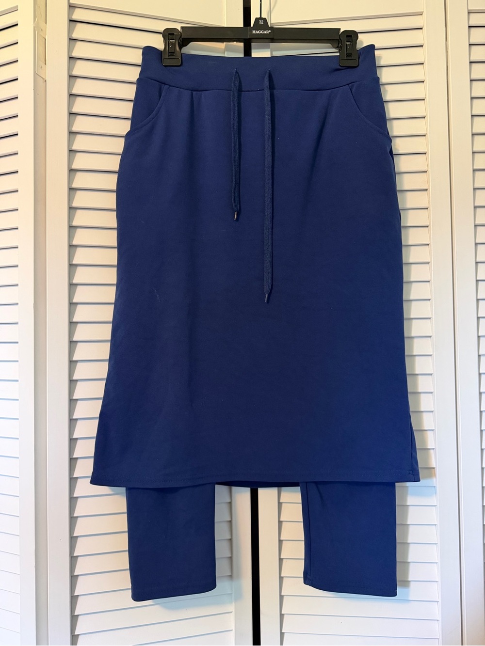 Amazon Women's Royal Blue Skirt Set with Drawstring and Attached Leggings